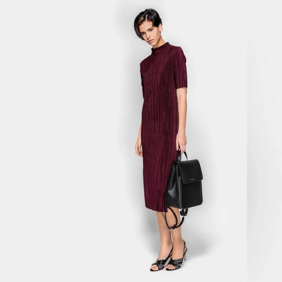 zara short sleeve midi dress ZW COLLECTION DRAPED MIDI DRESS - Navy blue